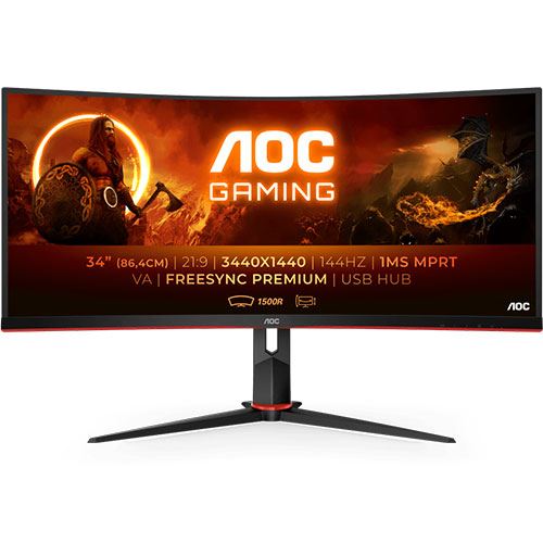 Monitor Gaming Curvo AOC CU34G2X BK | 34   | 144 Hz | UltraWide QHD Fashion