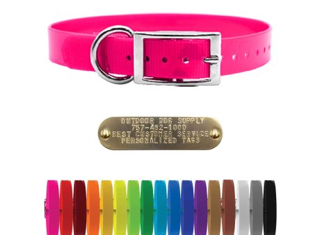 1  Solid Premium Glow Tuff D Ring Dog Collar with Brass Name Plate Hot on Sale