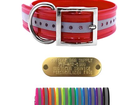 1 1 2  Reflective Premium Glow Tuff D Ring Large Dog Collar with 1  Brass Name Plate Cheap