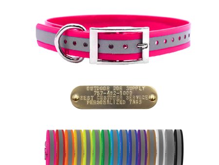 1  Reflective Premium Glow Tuff D Ring Dog Collar with Brass Name Plate Supply