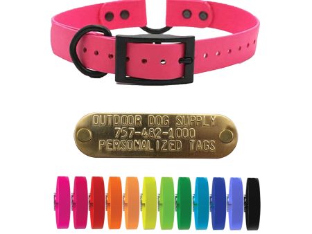 1  Solid SoftFlex Beta Center Ring Dog Collar with Brass Name Plate For Cheap