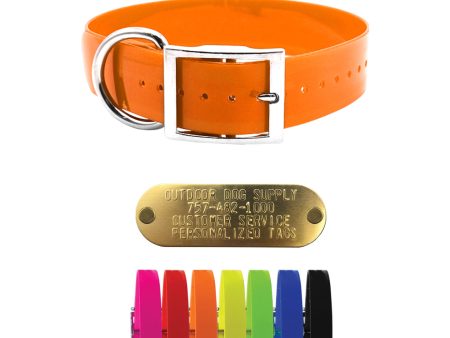 1 1 2  Solid Premium Glow Tuff D Ring Large Dog Collar with 1  Brass Name Plate For Discount