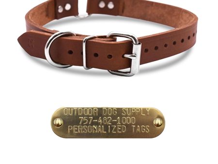 1  Leather Center Ring Dog Collar with Brass Name Plate Cheap