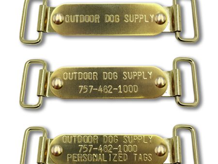 Custom ¾  x 2¾  Raised Lettering Brass Dog Collar Name Tags with Tag Slides Online Sale