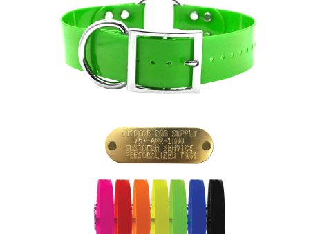 1 1 2  Solid Premium Glow Tuff Center Ring Large Dog Collar with 1  Brass Name Plate For Sale