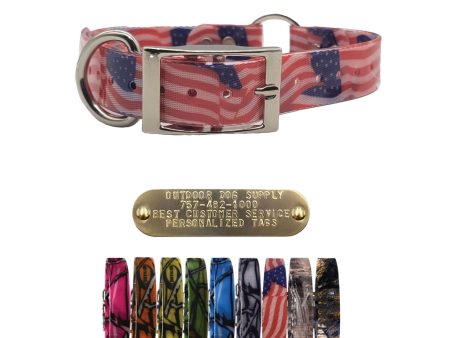 1  Pattern Premium Glow Tuff Center Ring Dog Collar with Brass Name Plate Discount