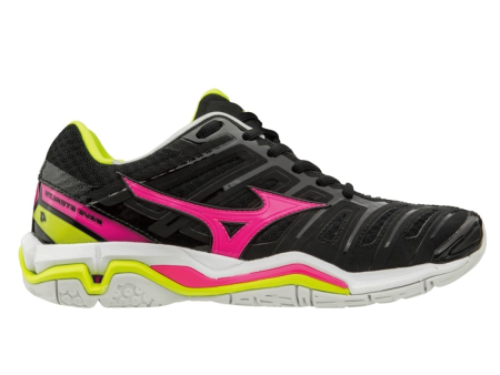 Mizuno Wave Stealth 4 Womens Netball Shoes | Black pinkglo syellow on Sale