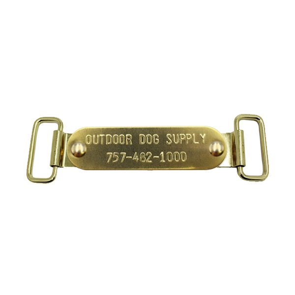 Custom ¾  x 2¾  Raised Lettering Brass Dog Collar Name Tags with Tag Slides Online Sale