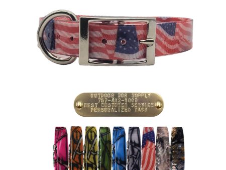 1  Pattern Premium Glow Tuff D Ring Dog Collar with Brass Name Plate Discount