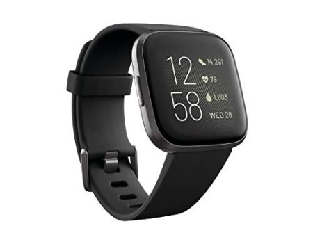 Fitbit Versa 2 Health & Fitness Smartwatch with Heart Rate, Music, Alexa Built-in, Sleep & Swim Tracking, Black Carbon, One Size (S & L Bands Included) Fashion