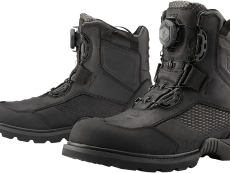 ICON Stormhawk Boots Black Waterproof BOA D3O Oil Resistant Sole For Cheap