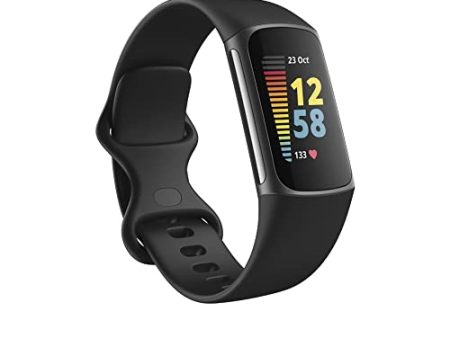 Fitbit Charge 5 Advanced Fitness & Health Tracker with Built-in GPS, Stress Management Tools, Sleep Tracking, 24 7 Heart Rate and More, Black Graphite, One Size (S &L Bands Included) Discount